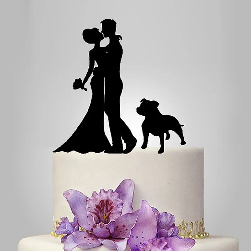 

2017 Acrylic Bride & Groom And 1 Dog Wedding Cake Topper/Wedding Stand/Wedding Decoration Wedding Cake Accessories Casamento