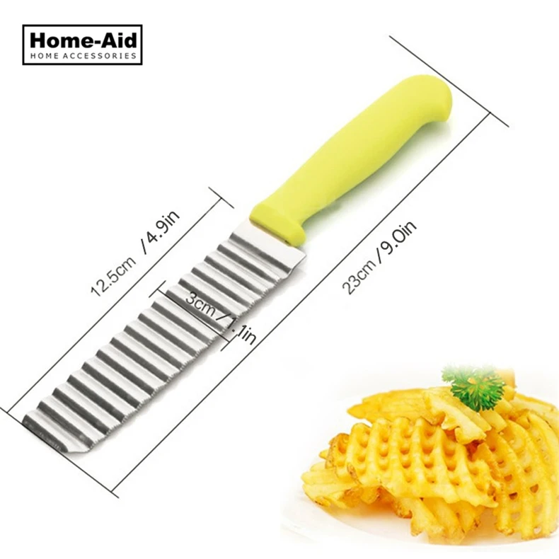 Potato French Fry Cutter Stainless Steel for Fries Serrated Blade Chip Easy Slicing Banana Fruits Potato Wave Knife Chopper vegetable cutter fruit cutter