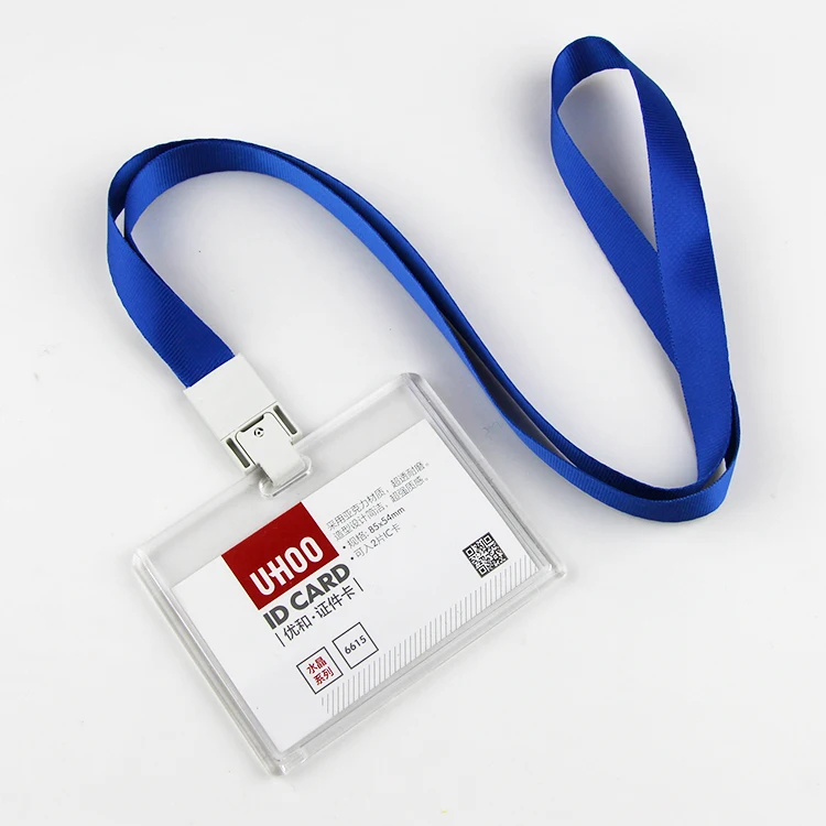 

Transparent Acrylic material Work Badge Card Holder with Neck Lanyard, Entrance Card for Work ID, School ID and Door card
