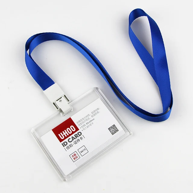 transparent acrylic material work badge card holder with neck