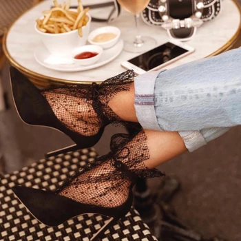 

2020 Spring Elegant Lace Pumps Women Shoes Wedding Shoes Women Sexy Pointed Toe High Heels Women Stiletto Luxury Women Pumps