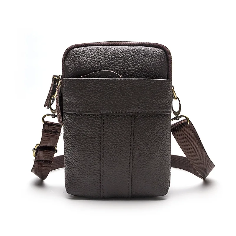 Повседневная мужская маленькая сумка-почтальон из натуральной кожи, мужская сумка с клапаном из натуральной кожи, новая Ретро сумка через плечо - Цвет: Кофе