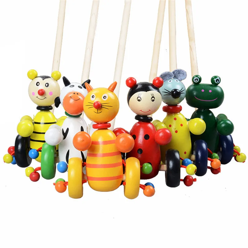 Детские деревянные игрушки для детей милые цветные Пазлы Мультяшные животные деревянная тележка игрушки для детей подарок случайный цвет