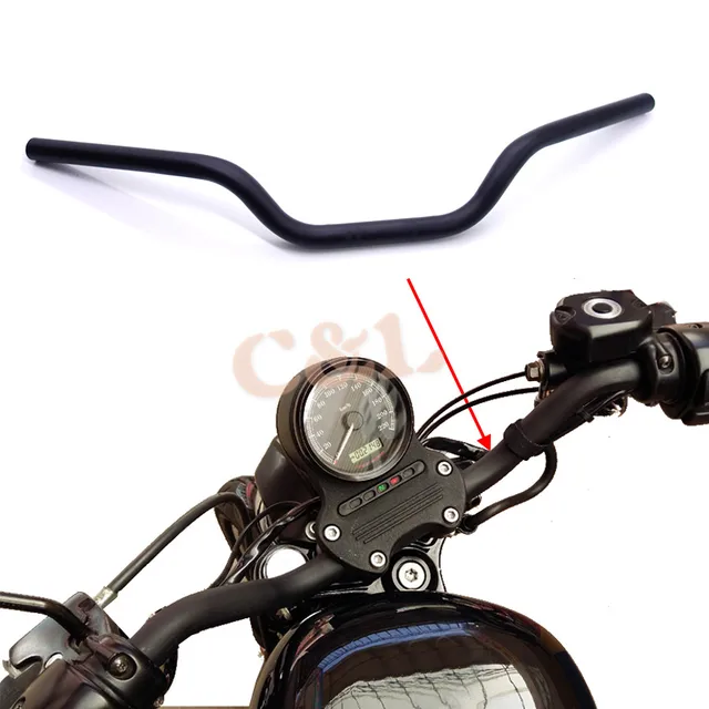 1" 25mm Motorcycle Black Iron Tracker Handlebars Drag Bars ...