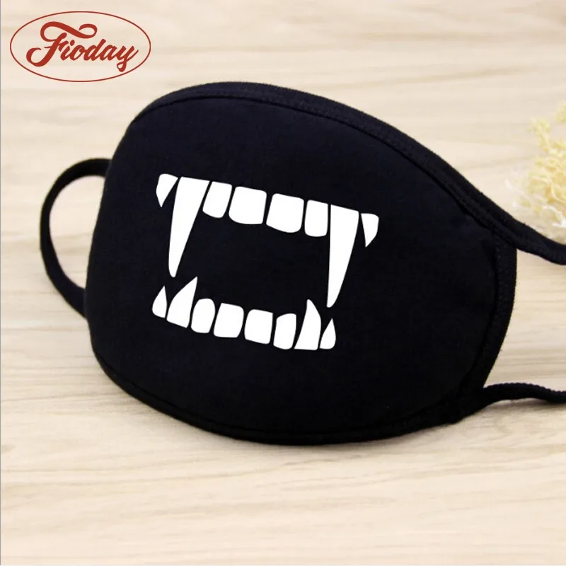 Fashion Unisex Cartoon Pattern Black Cotton Face Mask Cute 3D Print Half Face Mouth Muffle Masks Outdoor Cycling Mask A12D15