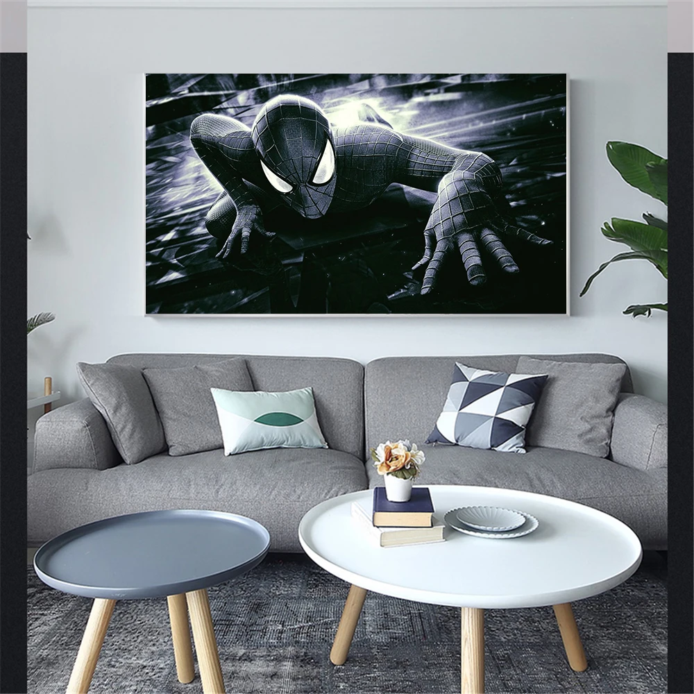 Человек-паук, Постер из фильма, супергерой, Человек-паук, живопись для гостиной, Настенный декор, плакаты, настенный арт, холст, Куадрос - Цвет: Синий