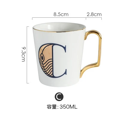 Пара алфавита название креативная керамическая кружка INS скандинавские минималистичные чашки для кофе, кружка для путешествий, кофейные чашки и кружки - Цвет: C
