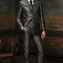 Новейшая модель; комплект со смокингом жениха Блестящий темный серый костюм жениха Свадебные/ужин Костюмы Best Man жениха(пиджак+ штаны+ галстук+ жилет) B585