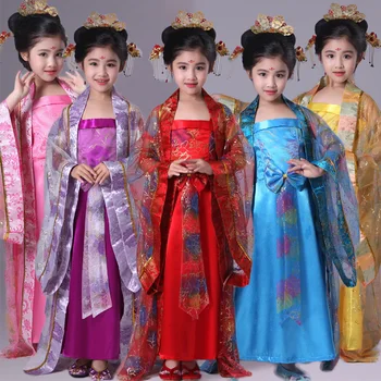 

Chinese Kids Costume Girls Fairy Dress Princess Traditional Chinese Hanfu Tang Dynasty Costumes Children Folk Clothes DNV10714