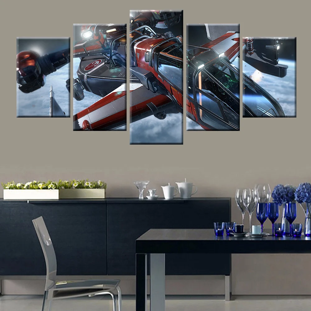 

5 panel game star citizen poster canvas painting home decoration living room bedroom mural modular HD printing wall art