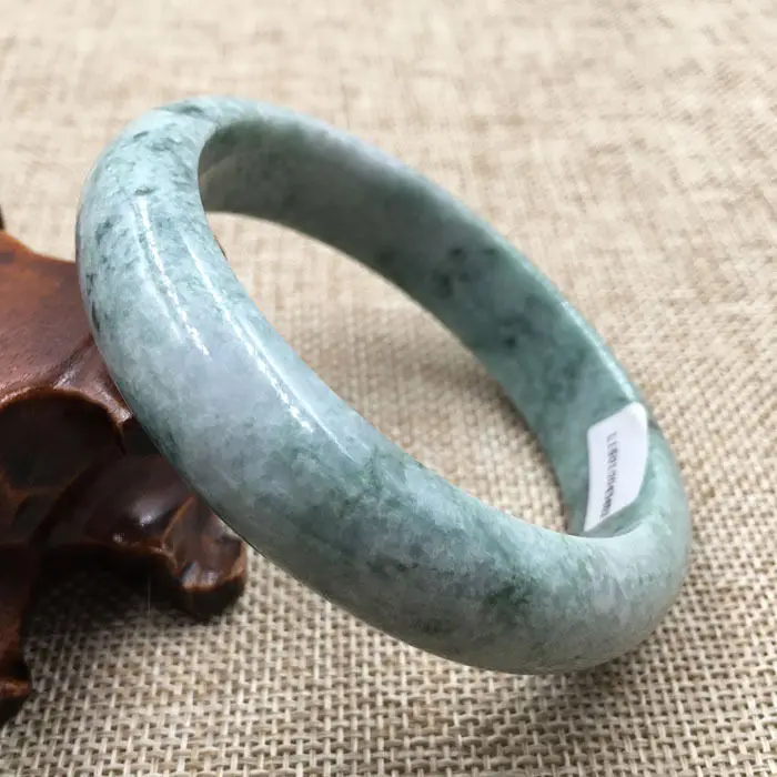 

61mm Certified Grade "A" Natural Green Jadeite Jade Gems Bracelet Bangle 043452