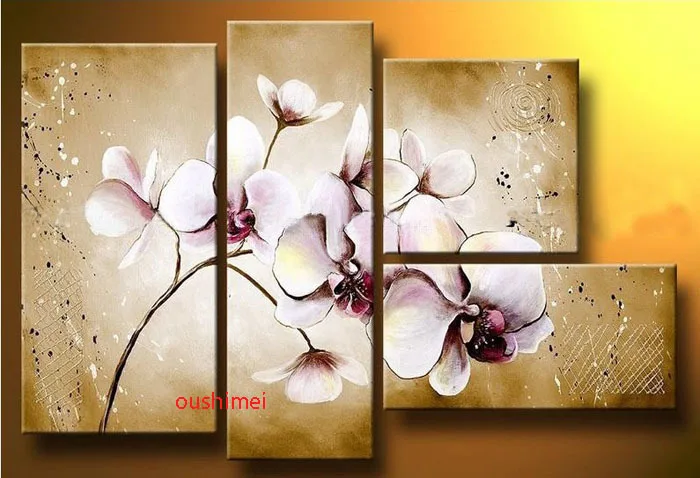

Handmade Oil Paintings On Canvas Golden White Flowers For Living Room Home Decoration Modern Abstract Painting Wall Art Craft