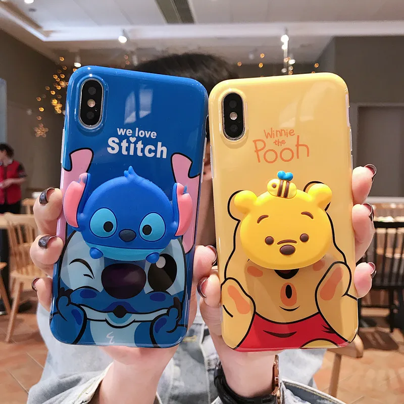 

Luxury Cartoon Mickey Minnie Mouse Phone Case for iPhone 8 7 Plus 6 6s X XS MAX XR Cute Winnie Pooh Stitch Covers Fundas Coque
