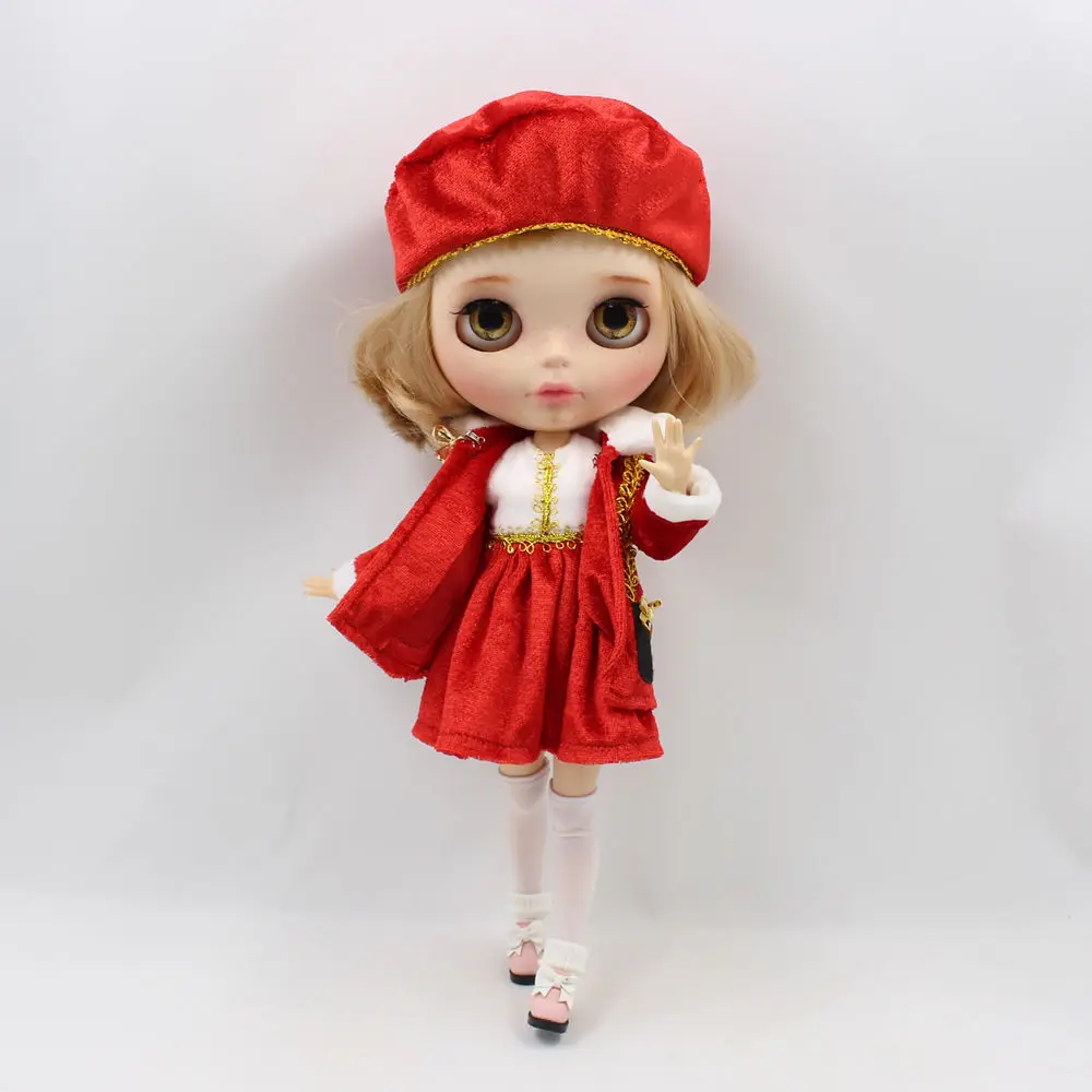 Blyth doll ледяной новогодний костюм Рождественская одежда красные береты платье пальто белые леггинсы 1/6 Подарочная игрушка подходит для 30 см одежды