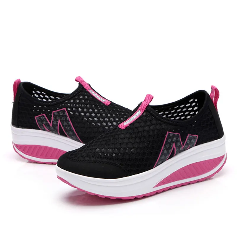 2016 Lato Jesień Air Mesh Pracy Pojedyncze Buty damskie Buty Huśtawka Oddychające Kliny Buty Platformy Pompy Buty Na Co Dzień Mokasyny