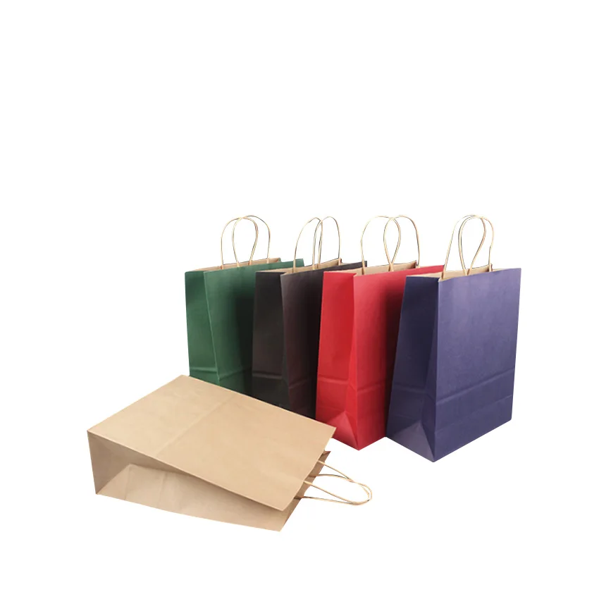 

50 Pcs/lot 21x15x8cm High-end Kraft Paper Bag Shopping Bags DIY Multifunction Festival Gift Paper Bag With Handles