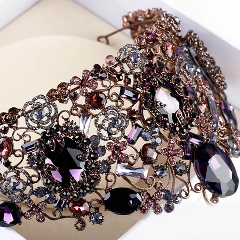 Najtaniej Barokowa ślubna ślubne akcesoria do włosów królowa duże tiary i korony złoty czerwony kryształ Rhinestone Noiva diadem panny młodej chluba BH