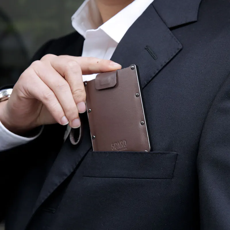 Новое поступление RFID Блокировка кредитный держатель для карт натуральная кожа унисекс бизнес ID Держатели алюминиевая коробка кошельки для карт