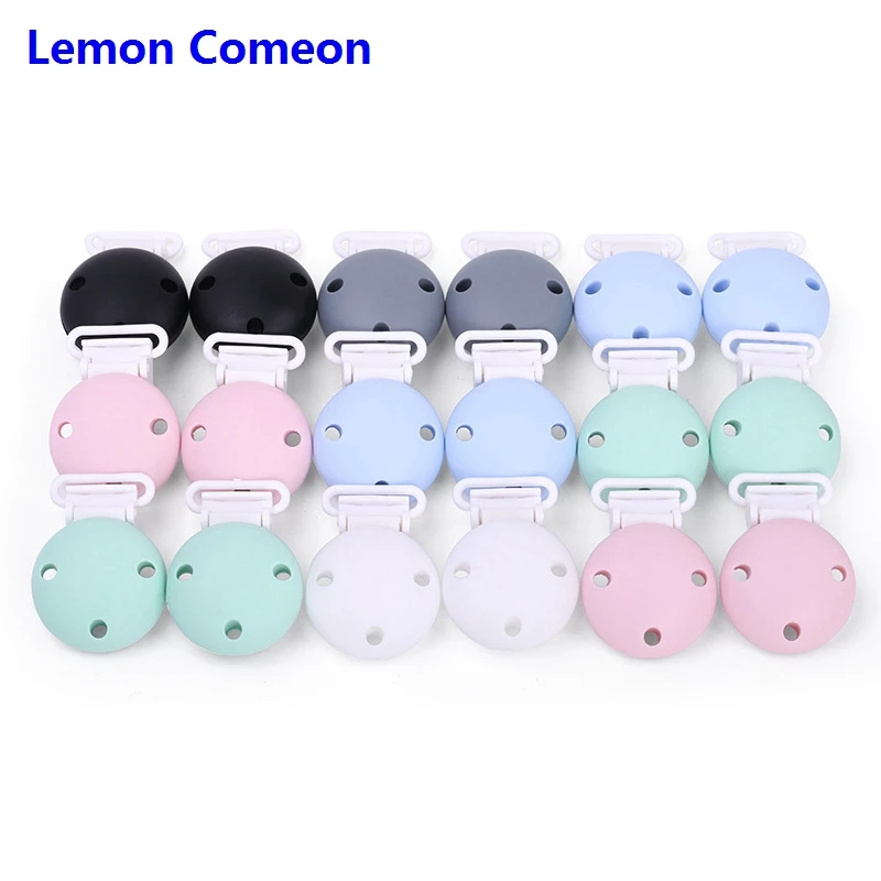 

Lemon Comeon Baby Silicone Pacifier Clips Round Shaped Silicone Teether DIY Dummy Teething Clip Chain Holders For Toys 5PC/10PC