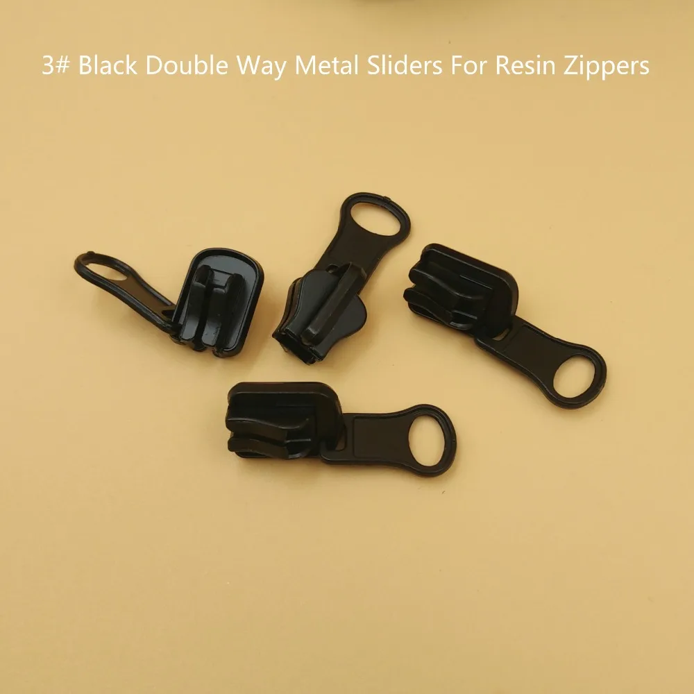 New 3 Black Metal Dual Zipper Sliders 5Pcs Auto Lock Zipper Slider