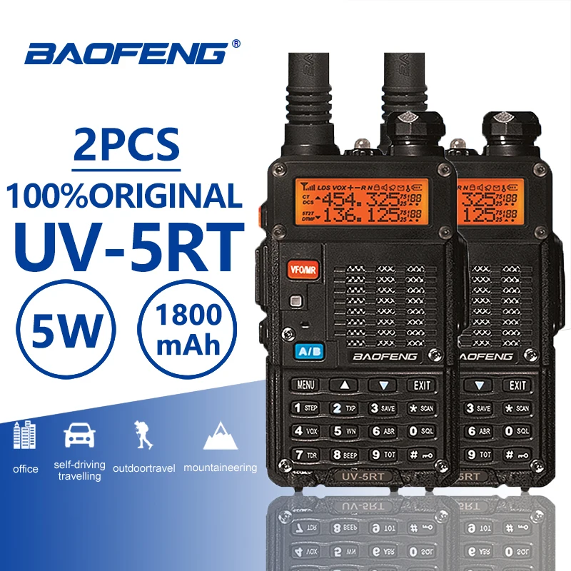 2 шт. Baofeng UV 5RT иди и болтай Walkie Talke радио Comunicador УФ CB сканер Расширенный 5R
