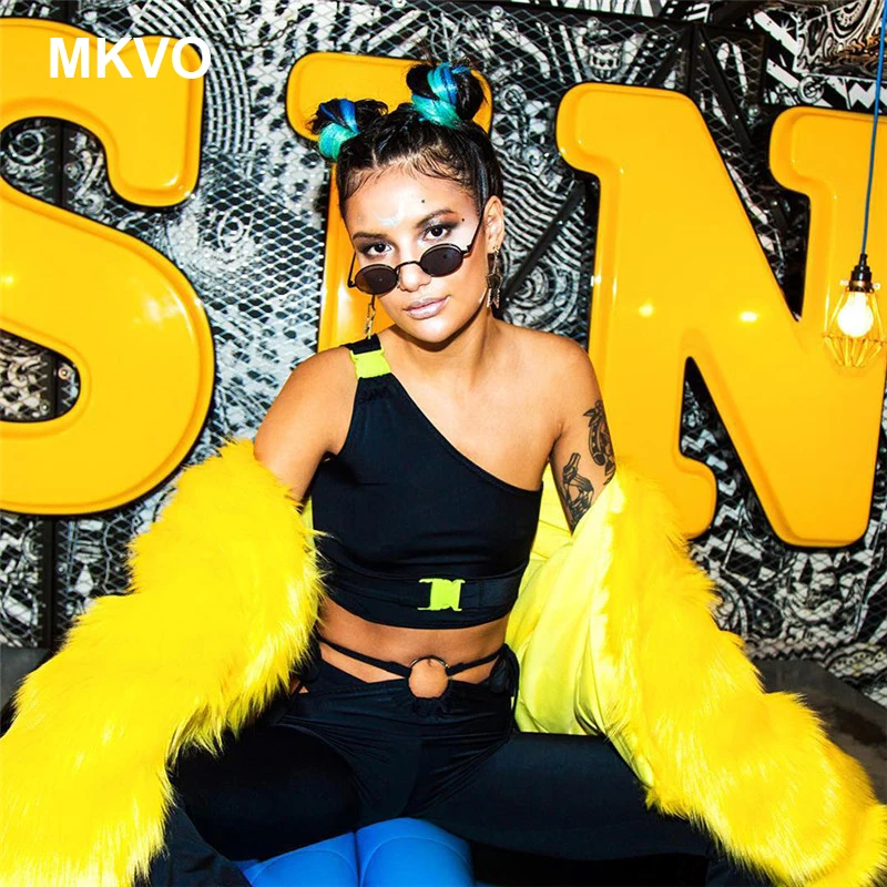 

women's sexy shoulder bag bag buckle short vest fashion black pink tight-fitting sleeveless halter summer nightclub party camis