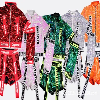 

New Sequins Modern Hip Hop Jazz Dance Suit for Children Performance Dance wear
