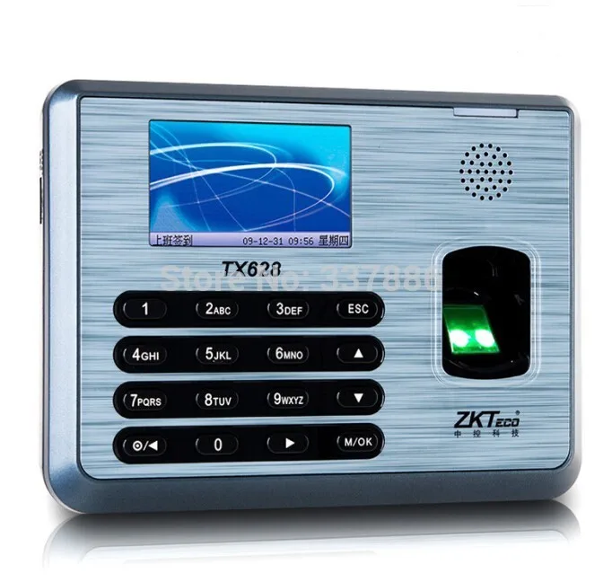 

ZK software fingerprint time attendance TX628 3 inch tft color screen display tcp ip usb time recorder machine