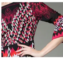 LUKAXSIKAX Fashion 2017 New Women Spring Summer Dress Retro Print Runway Mermaid Dress Elegant Chiffon Midi Party Dresses