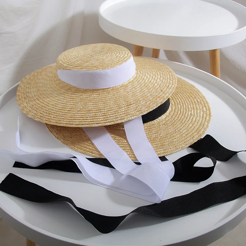 01811-HH7208 летняя натуральная ручная работа 0,7-0,8 см Тонкая соломенная Длинная лента для отдыха на пляже, Женская фетровая соломенная шляпа, Женская бумажная шляпа
