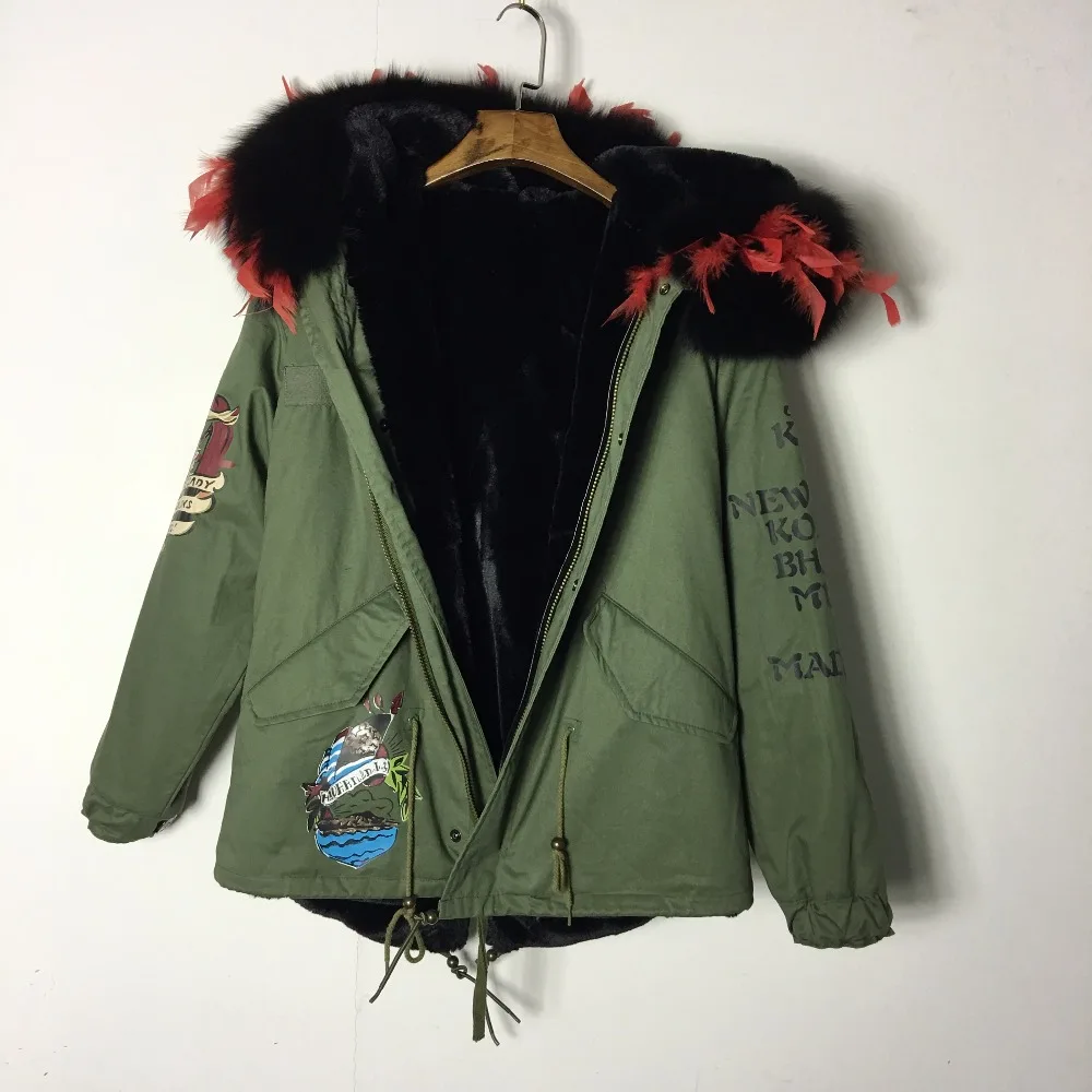 Chaud Date De Plus Conception Khkai Motif La Avec Style Doublé Fourrure Taille Court Faux Veste Marque Top Hiver Parka 1cKFlJ