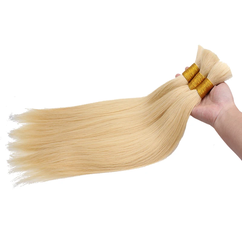Ali Queen Hair Product 100% Human Hair Brazilian Straight Virgin Hair Extensions Natural Black Or #613 Bulk Hair Free Shipping