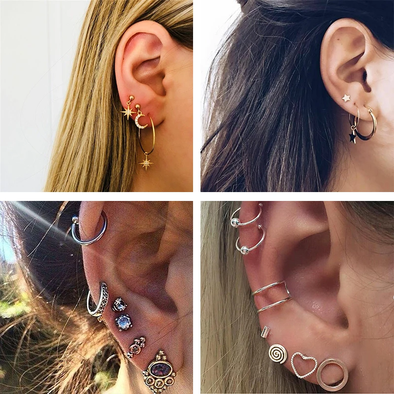 

Miss JQ Boho Retro Silver Color Heart Arrow Stud Earring Set New Fashion Irregular Earrings For Women Punk Stud Earing Brincos