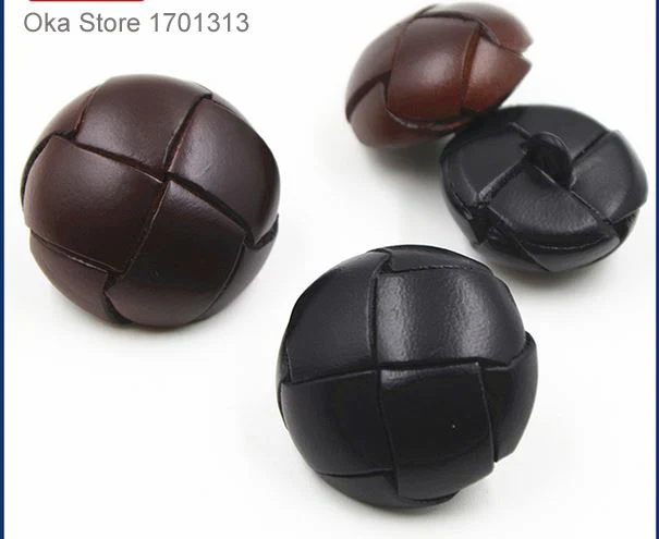 5Pcs Leather Covered Buttons 15//19//21//23//26 mm Black//Brown Leather Buttons for Coats,26mm