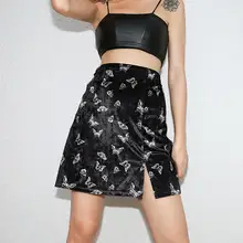 Летние юбки для женщин s Женские повседневные ретро с высокой талией вечернее, для вечеринки, короткое с принтом Сплит Короткая юбка женские вечерние мини faldas mujer40H
