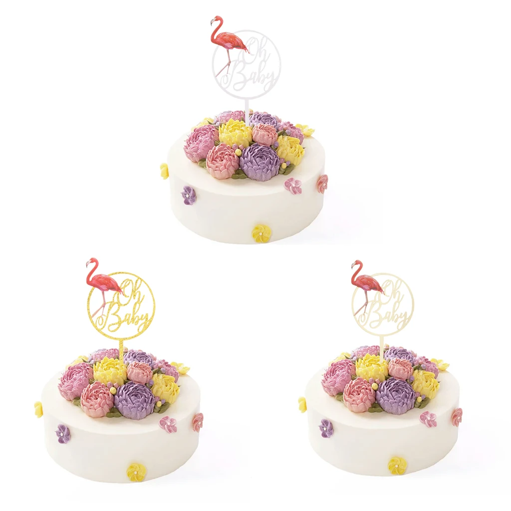 Фламинго акриловый торт Топпер Дети День рождения украшение душевой кабины
