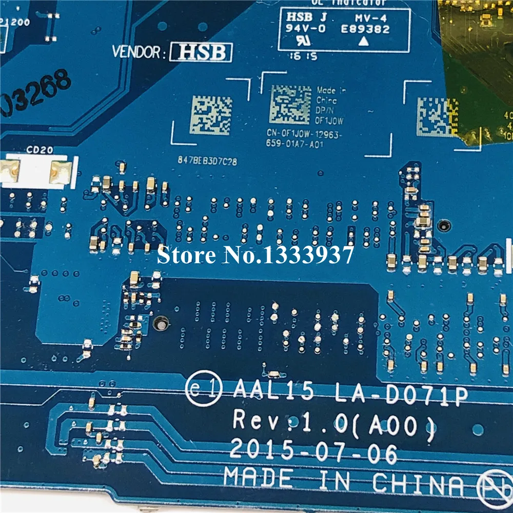 incredible  Mainboard CN-0F1J0W 0F1J0W F1J0W FOR Dell Inspiron 15 5759 5559 Laptop Motherboard AAL15 LA-D071P S