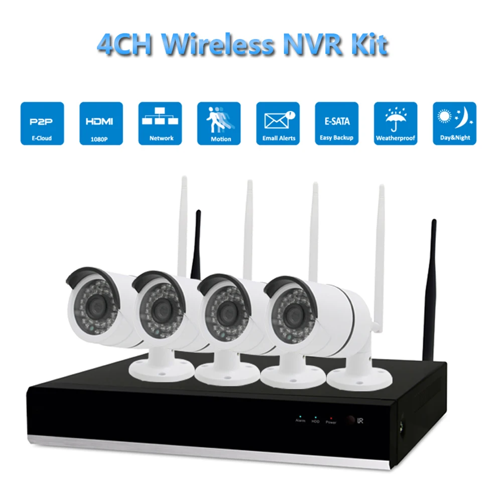Беспроводная IP-камера PUAroom 4 канала Full HD 1080P ночное видение ИК-отрезка с системой