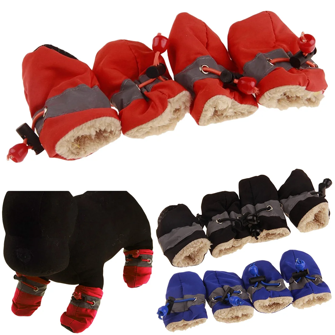 

4Pcs Waterproof Winter Pet Dog Shoes Anti-slip Rain Snow Boots Footwear Thick Warm For Small Cats Dogs Puppy Dog Socks Booties