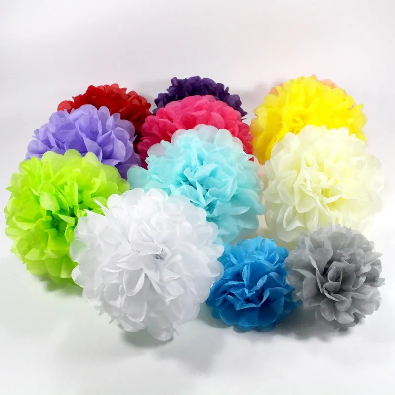 1 шт., размер: 4/6/8/10/12 дюймов ткани Бумага Pom Poms, ручные поделки Цветочные шары из бумаги для вечеринок и свадебных церемоний украшения дома цветы