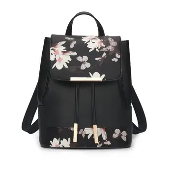 

yesetn bag 09240617 new women flower double shoulder bag cute pu leather backpack