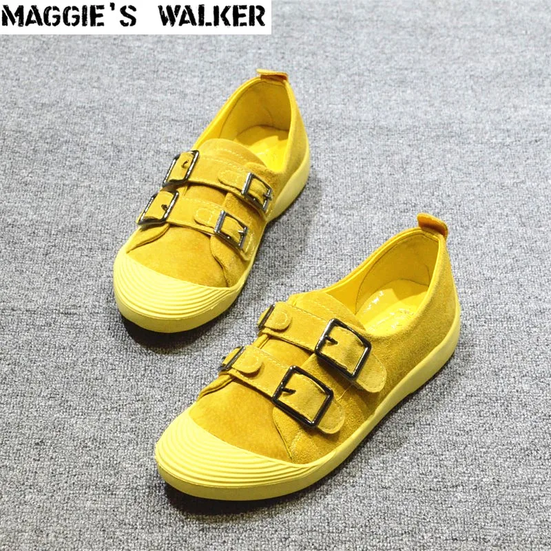 

Maggie's Walker Women Trendy Casual Shoe Candy-colored Genuine Leather Casual Spring Shoes Platform Outdoor Shoes Size 35-40