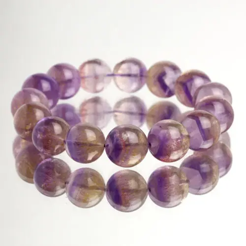 

huij 001671 Natural Amethyst Phantom Quartz beads bracelet