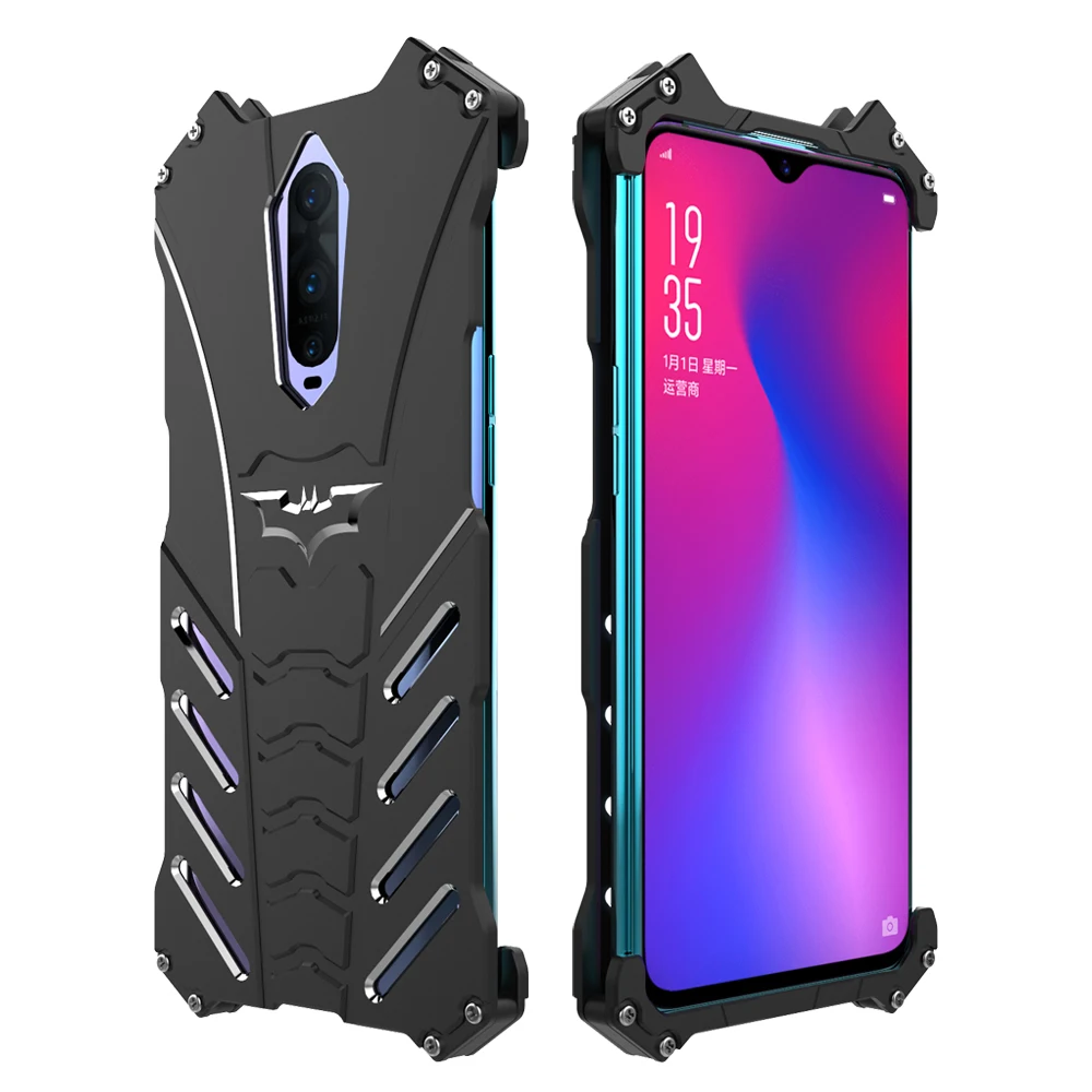 Горячие Люкс Бэтмен Kickstand противоударный чехол для Oppo R17 Pro Алюминий бампер Броня Кожа Металл задняя крышка Чехлы для Oppo R17