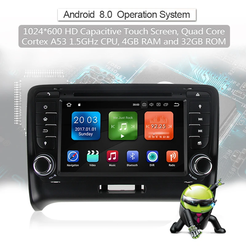 Best DSP IPS Android 8.0 Octa Core 2 DIN Car DVD GPS For Audi TT MK2 8J 2006 2007 2008 2009 2010 2011 2012 multimedia player radio 6