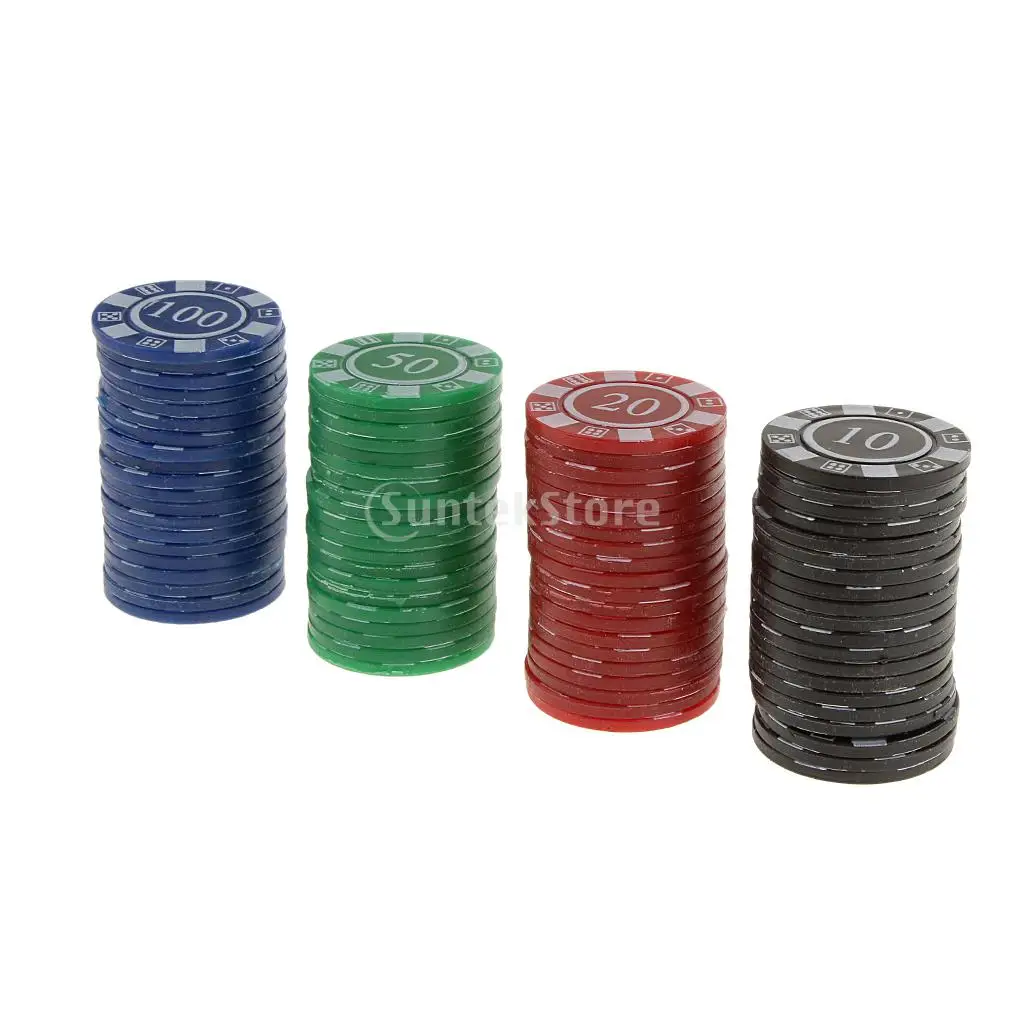 

80 Plastic Poker Chips - Red Green Blue Black