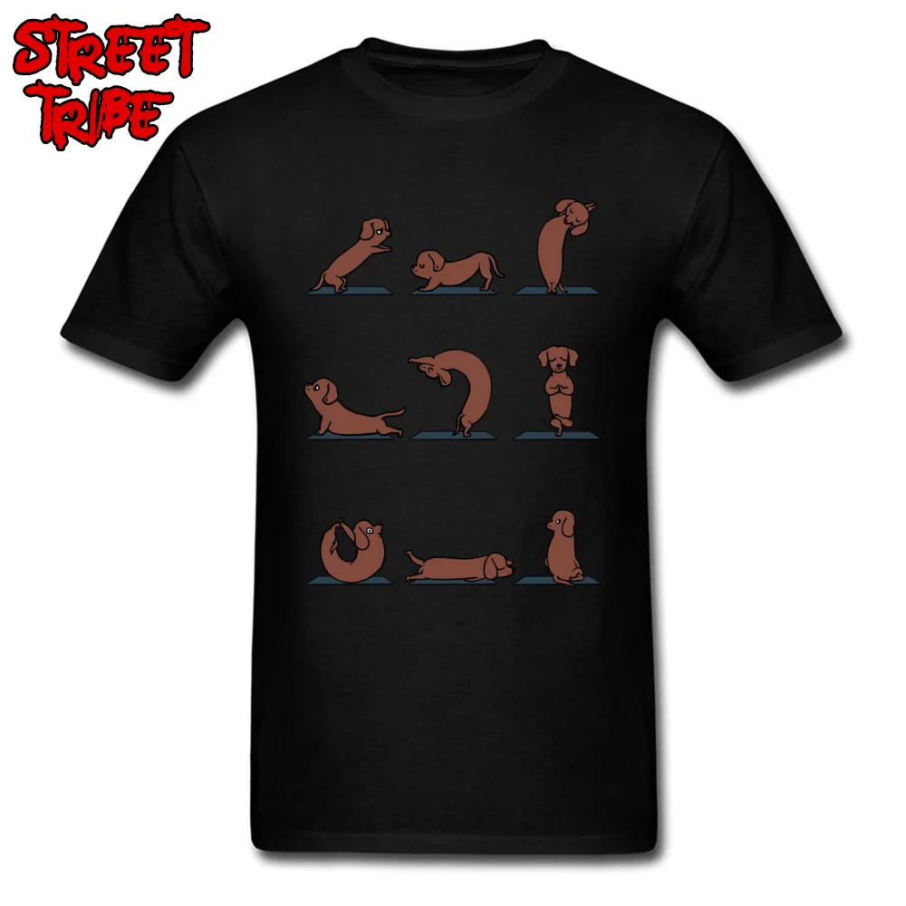Tops Shirts Dachshund yoga Tops Shirt Labor Day Prevalent Design Short Sleeve All Cotton O-Neck Men's T-Shirt Design Dachshund yoga black