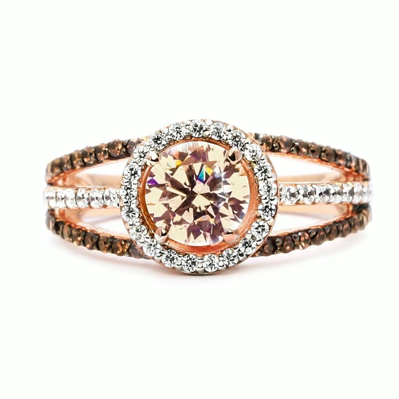 

Luxury Rose gold/Silver Color Exquisite Bijoux Fashion Circular Round Wedding & Engagement Ring Made With Cubic Zirconia Jewelry