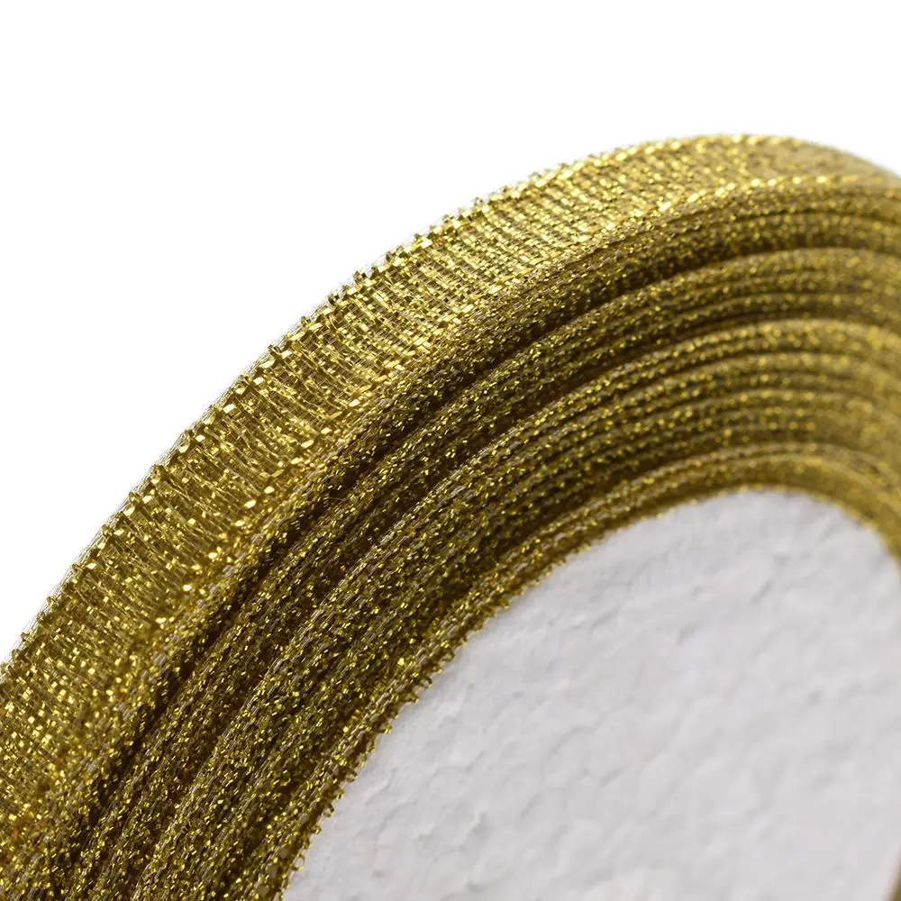 25 ярдов 6 мм серебро/золото шелковые атласные ленты вечерние свадебные украшения подарочная упаковка Рождество год DIY