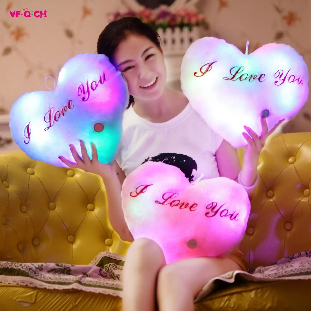 36CM*30CM Illuminate Plush Heart Toys Soft Light Cushion Glow Pillow